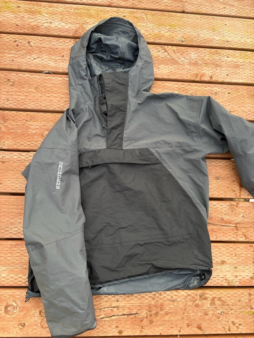 Gray & Black Hooded Rain Anorak Jacket by Grindzen?